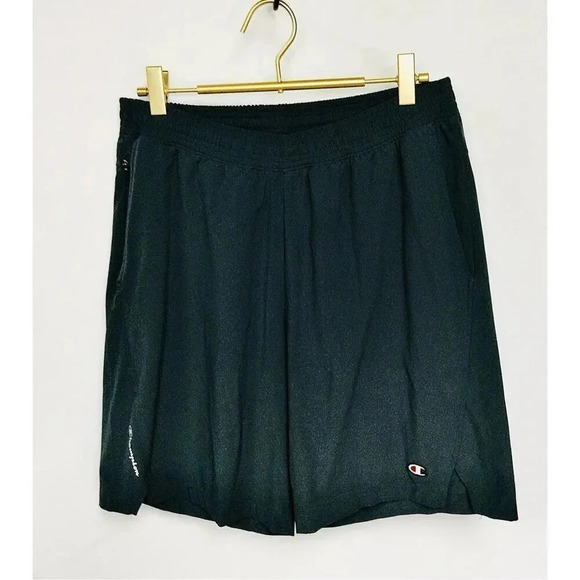 Champion Mens Black Elastic Waist Flat Front Pull-On Athletic MVP Shorts Medium - Picture 1 of 9